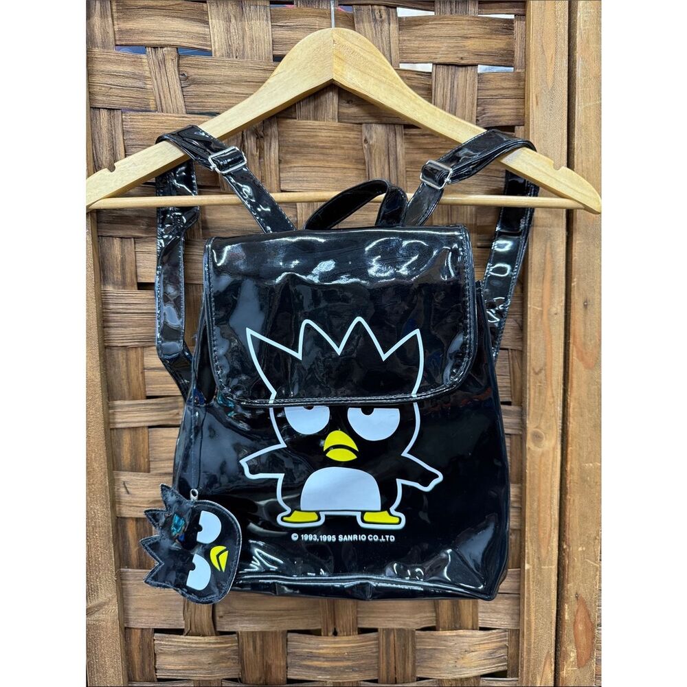 Sanrio Black Badtz-Maru Patent-Style Mini Backpack with Charm